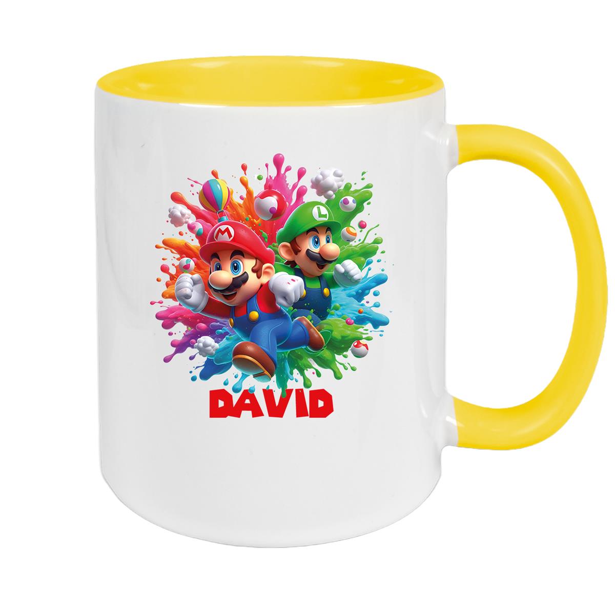 Tasse Wunschname Super-Mario 1 Keramik Kinderbecher personalisiert versch. Farben