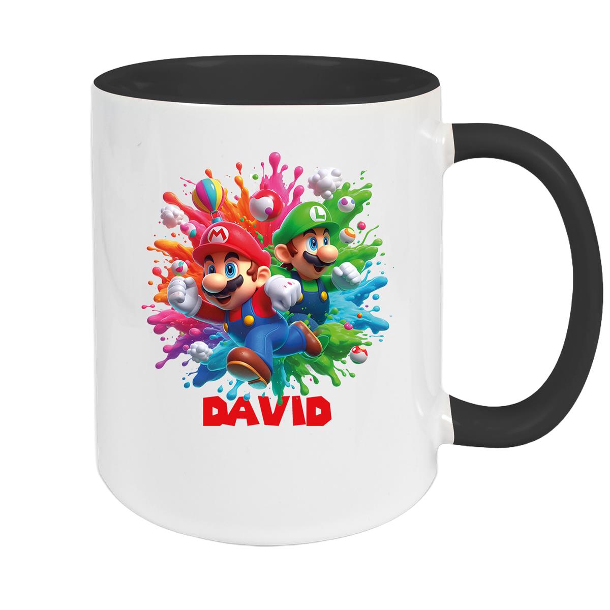 Tasse Wunschname Super-Mario 1 Keramik Kinderbecher personalisiert versch. Farben