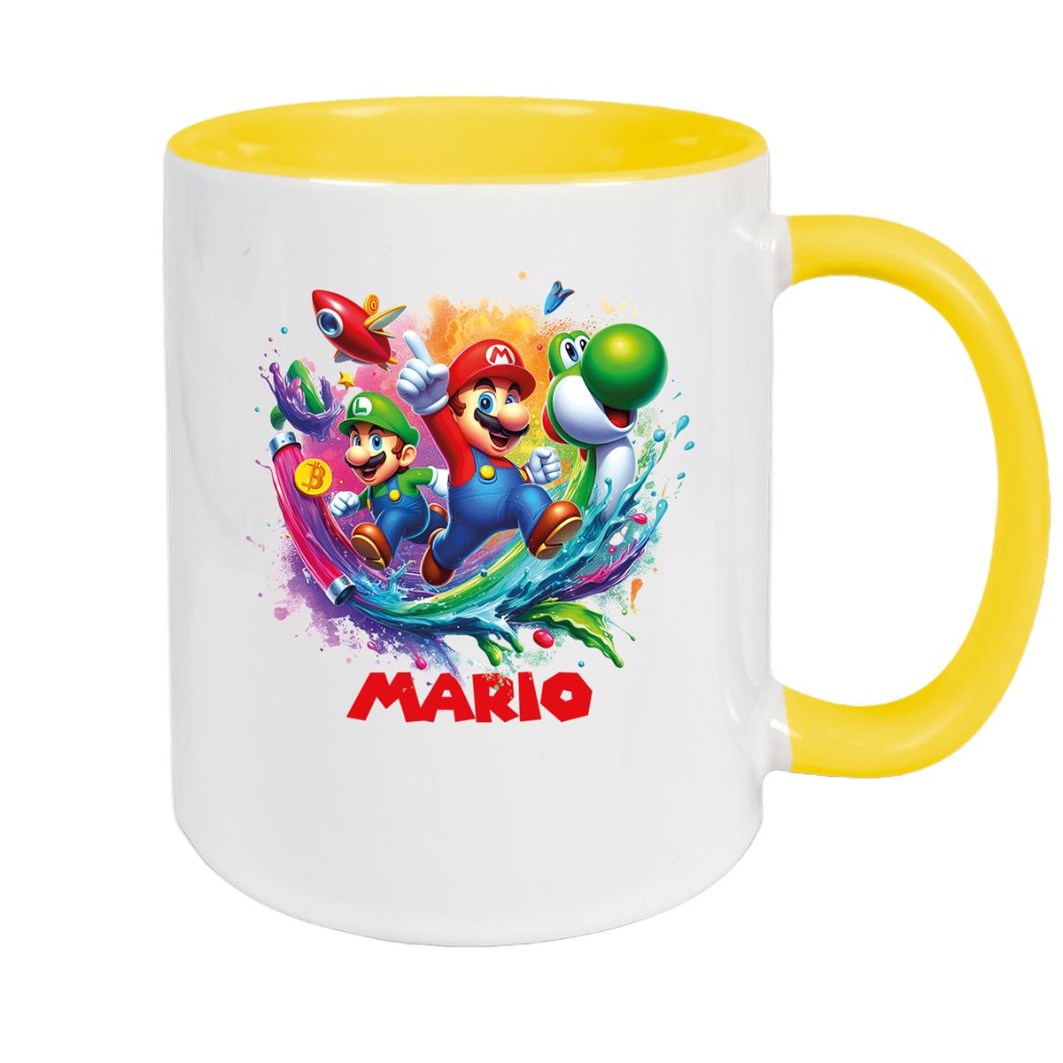 Tasse Wunschname Super-Mario 2 Keramik Kinderbecher personalisiert versch. Farben