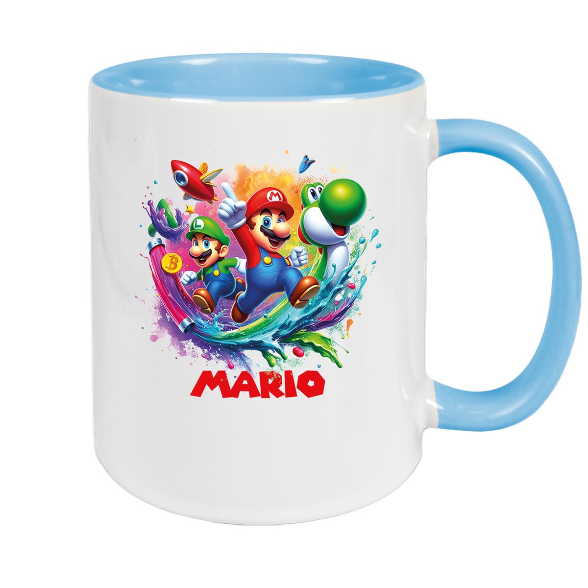 Tasse Wunschname Super-Mario 2 Keramik Kinderbecher personalisiert versch. Farben