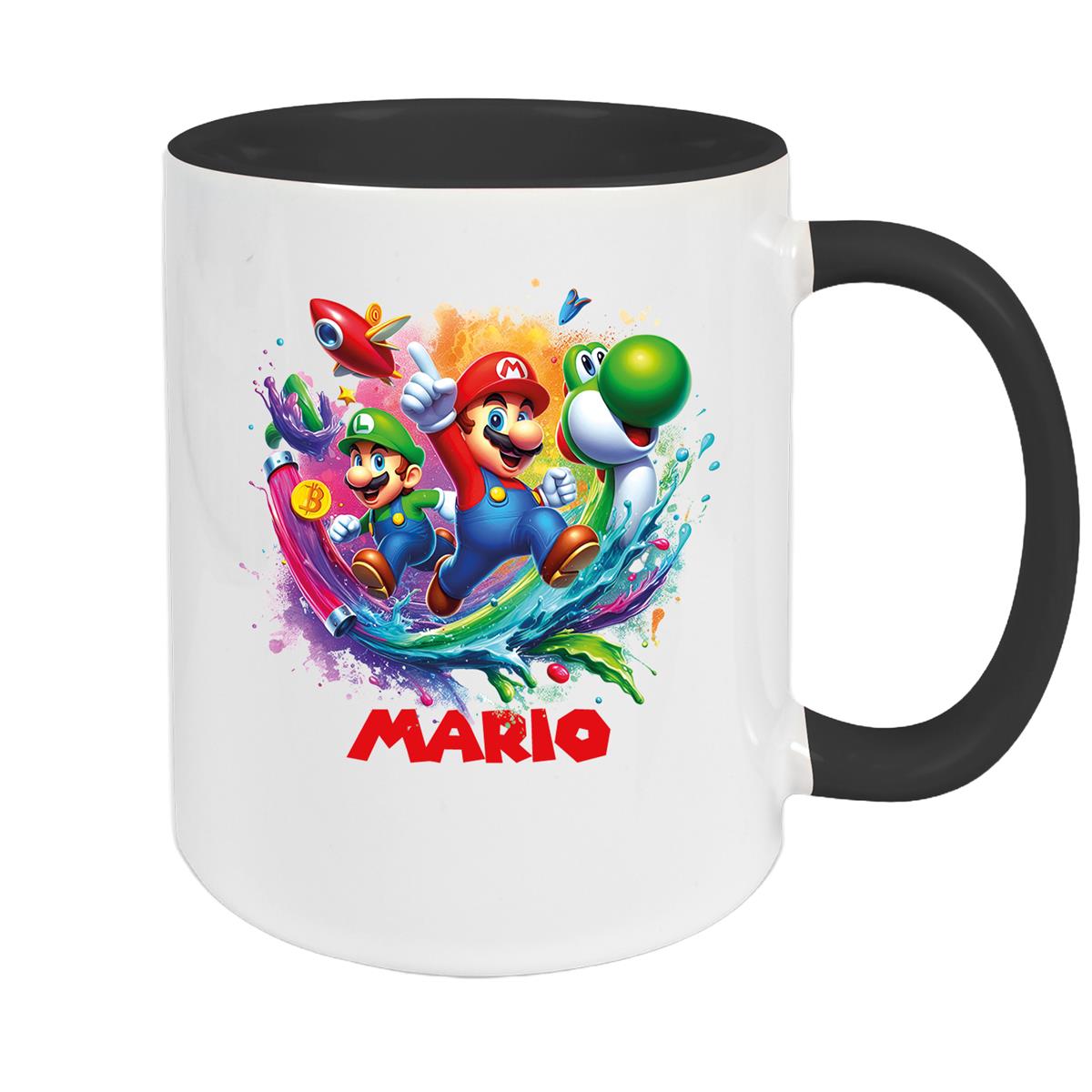 Tasse Wunschname Super-Mario 2 Keramik Kinderbecher personalisiert versch. Farben