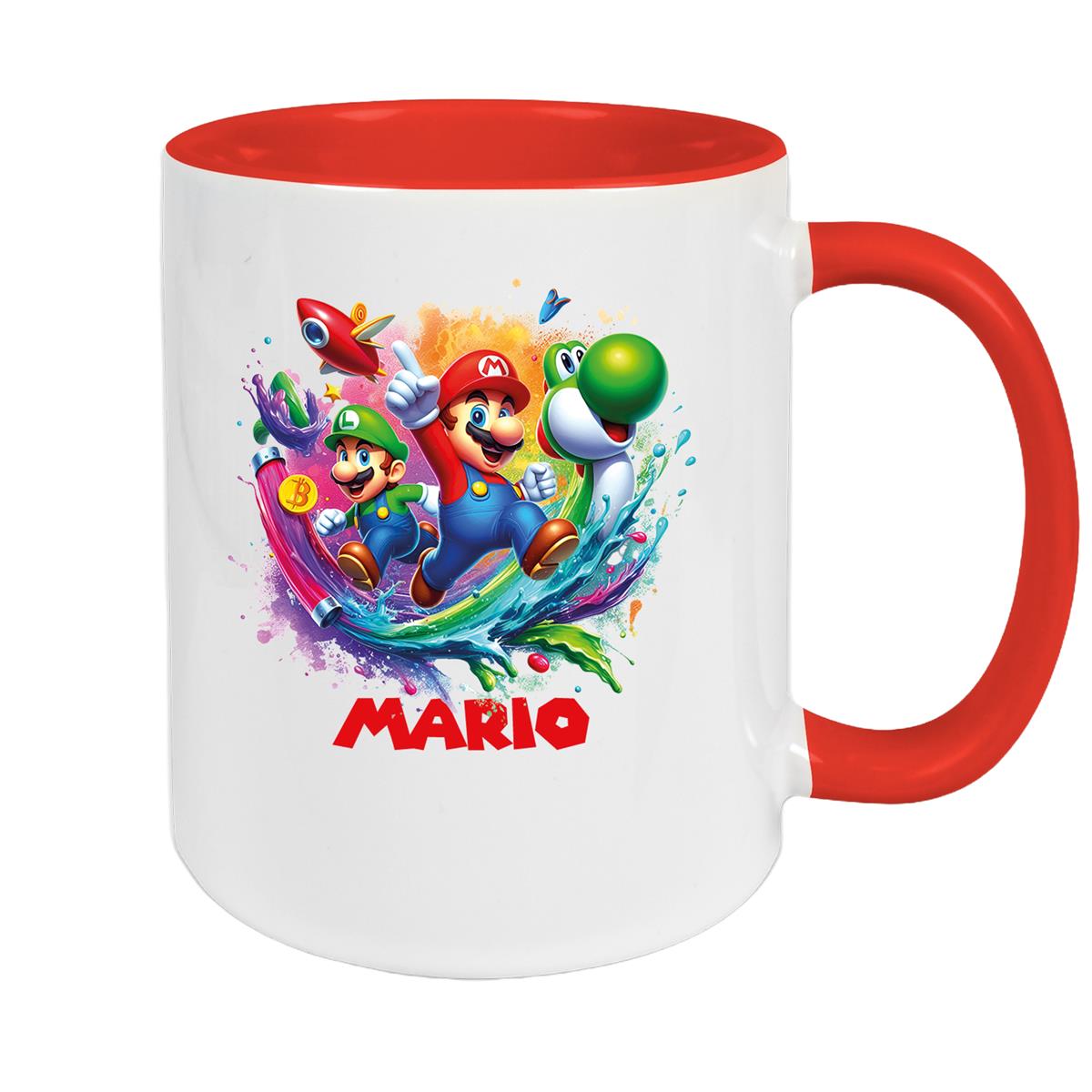 Tasse Wunschname Super-Mario 2 Keramik Kinderbecher personalisiert versch. Farben