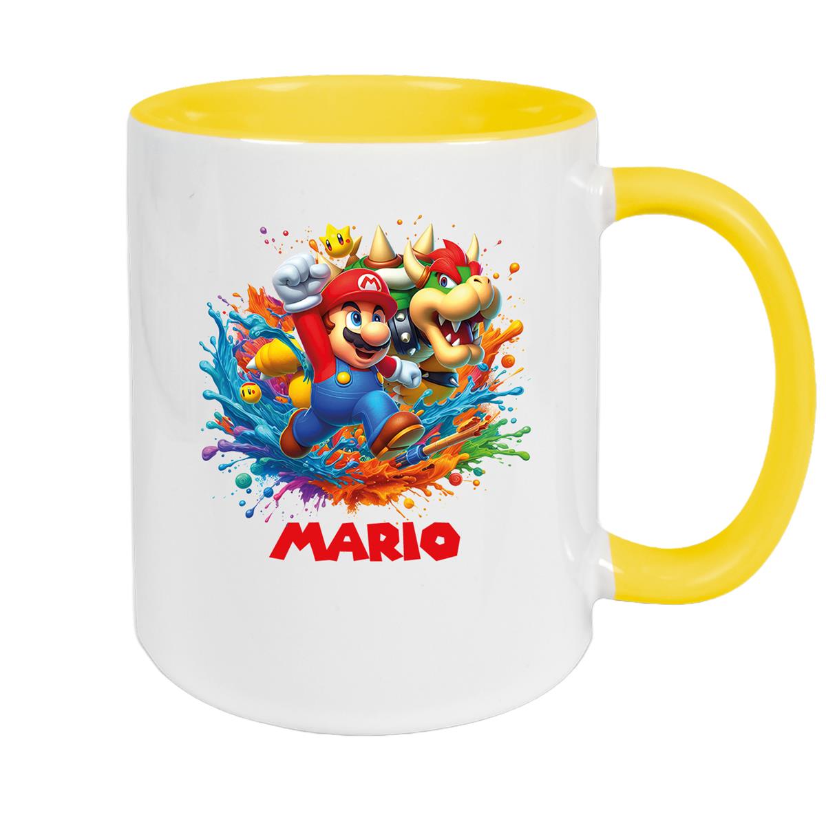 Tasse Wunschname Super-Mario 5 Keramik Kinderbecher personalisiert versch. Farben