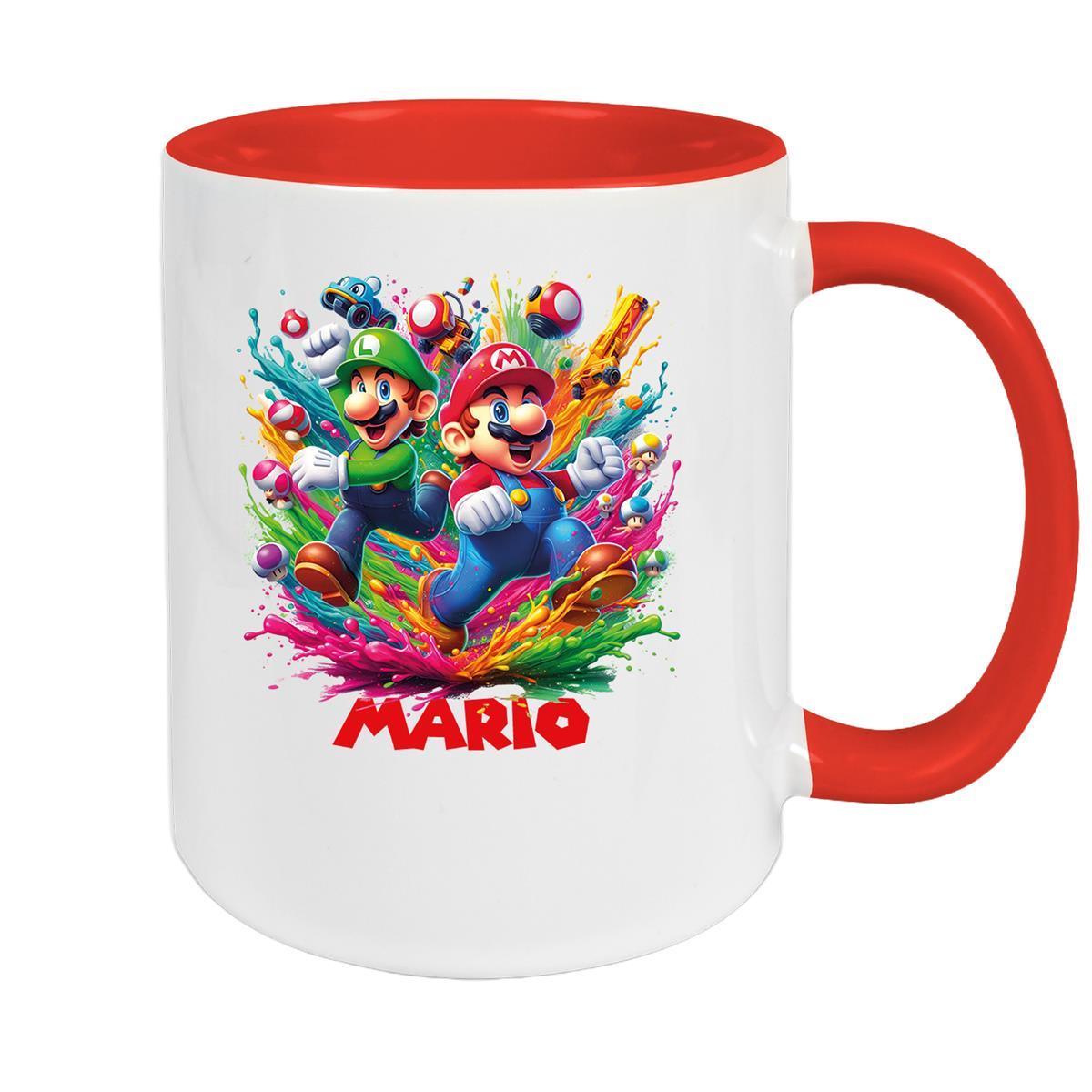 Tasse Wunschname Super-Mario 6 Keramik Kinderbecher personalisiert versch. Farben