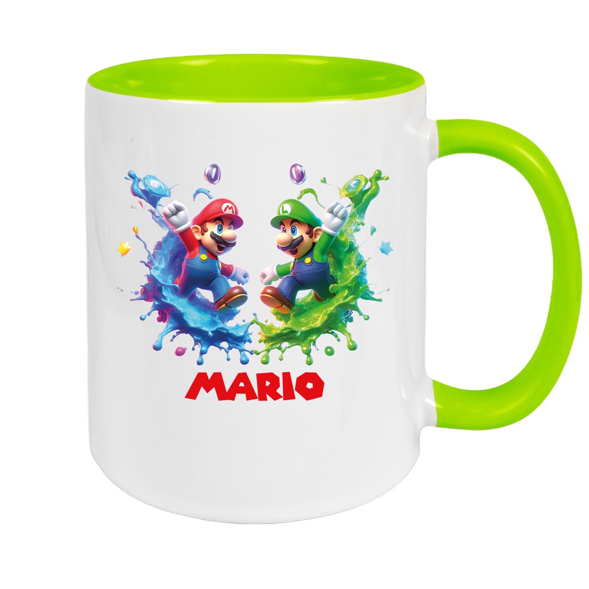 Tasse Wunschname Super-Mario 7 Keramik Kinderbecher personalisiert versch. Farben