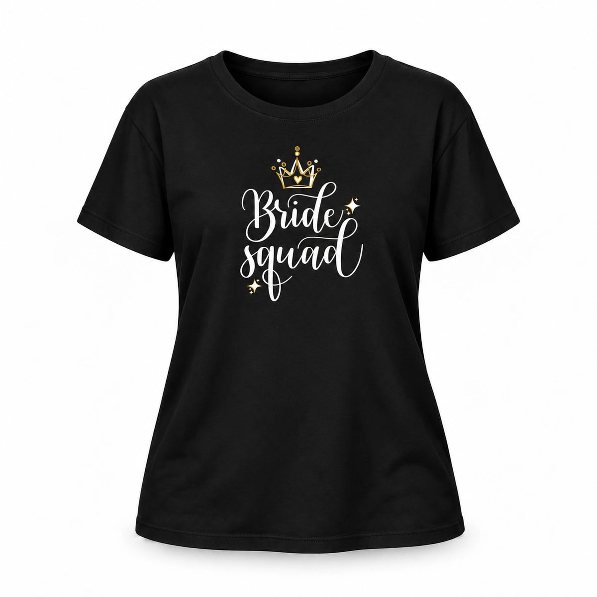 MUCKKI-PRO:192f8385813c84b33d31f6eb186f8d0912852fa49418510a50d895218e3c77d7:T-Shirt Bride & Bride-Squad 03– Damen-Shirt für den Junggesellinnenabschied – Bride-Squad / Schwarz / S