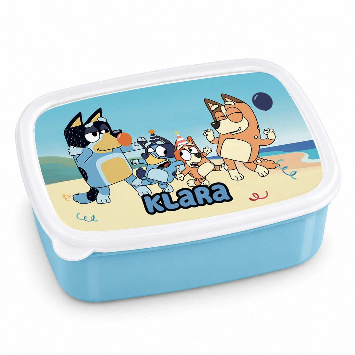 MUCKKI-PRO:bcd2cbc6491c83ed86588441abe5b9dc7f89fe118b5fd4963dc36e106a7276f0:Brotdose mit Namen Bluey 01 – Personalisierte Lunchbox für Schule & Kindergarten versch. Farben – Blau