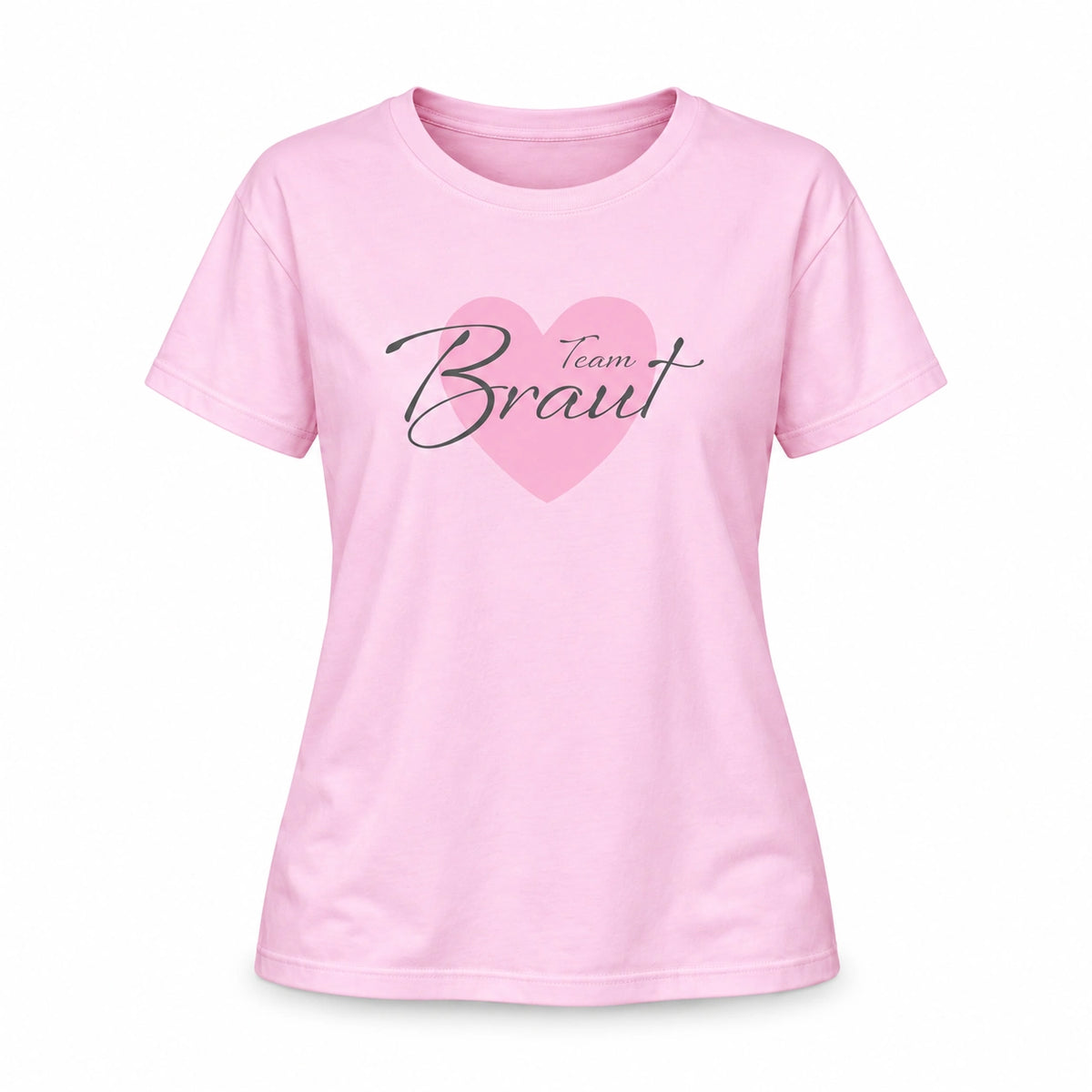 MUCKKI-PRO:72c83022e491cebbbe6bddd24552b94219c62faac9fa9eee0f57aa0334241dfb:T-Shirt Braut & Team-Braut 04 Herz Damen-Shirt für den Junggesellinnenabschied – Team-Braut / Pink / S