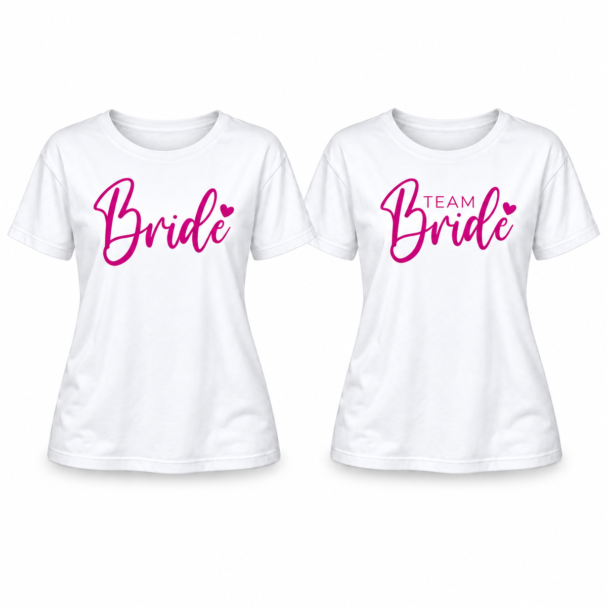 MUCKKI-PRO:a546c4646ce90c2004b6d862732b91f05ff31bd0c2c937e1d8a1834d79a75877:T-Shirt Bride & Team-Bride 01 – Damen-Shirt für den Junggesellinnenabschied – Bride / Weiß / S