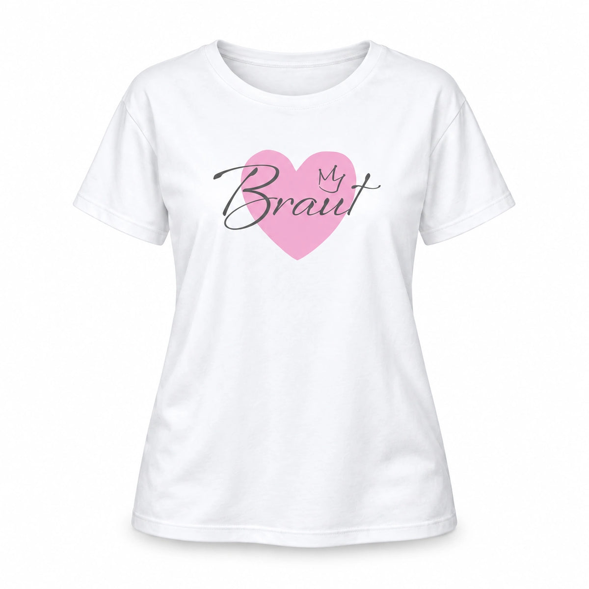 MUCKKI-PRO:add721185717e22f3d0d334f20973cc21ff7797fdbf6560ad8efa5123ce87c24:T-Shirt Braut & Team-Braut 04 Herz Damen-Shirt für den Junggesellinnenabschied – Braut / Weiß / S