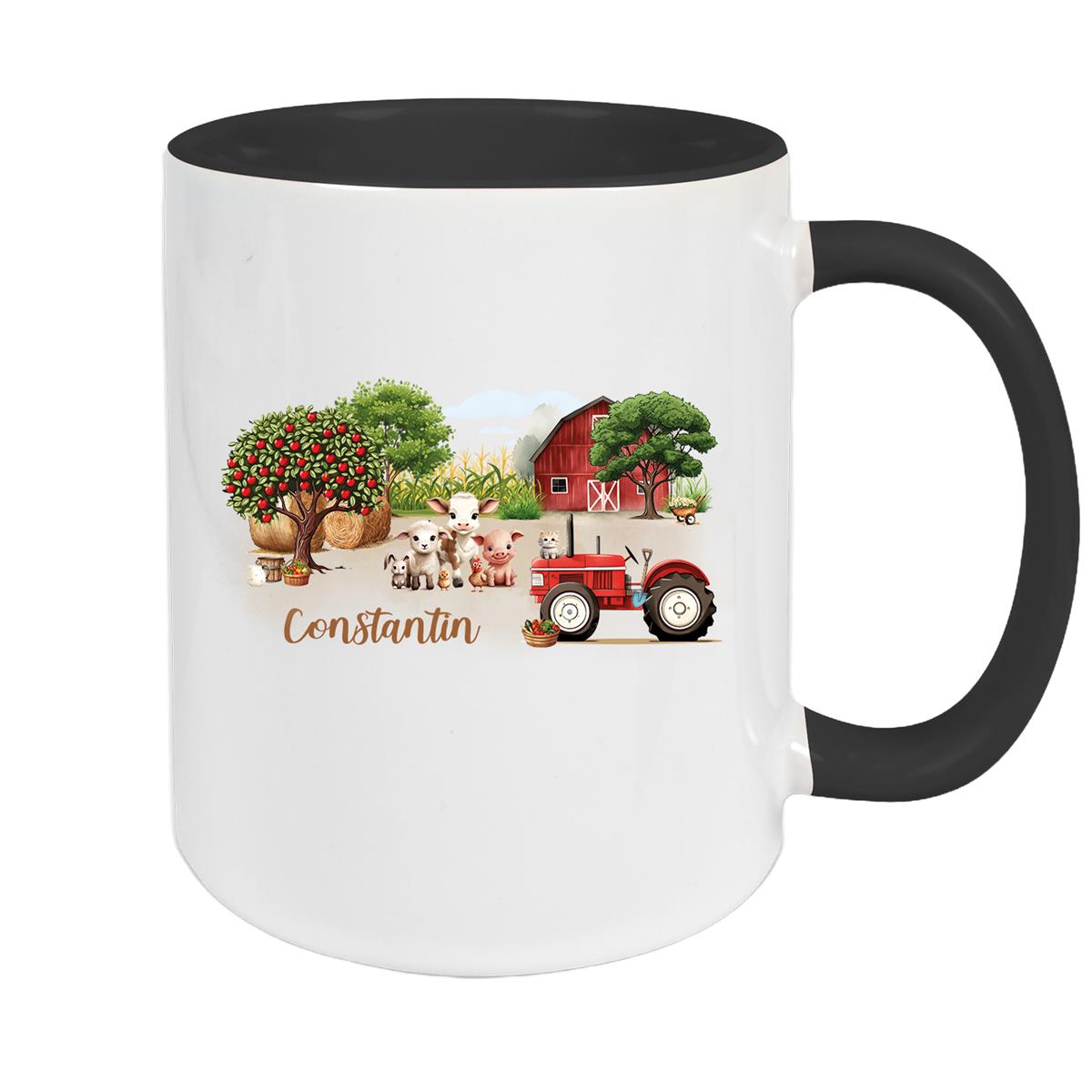 Tasse Wunschname Bauernhof 1 Keramik Kinderbecher personalisiert versch. Farben