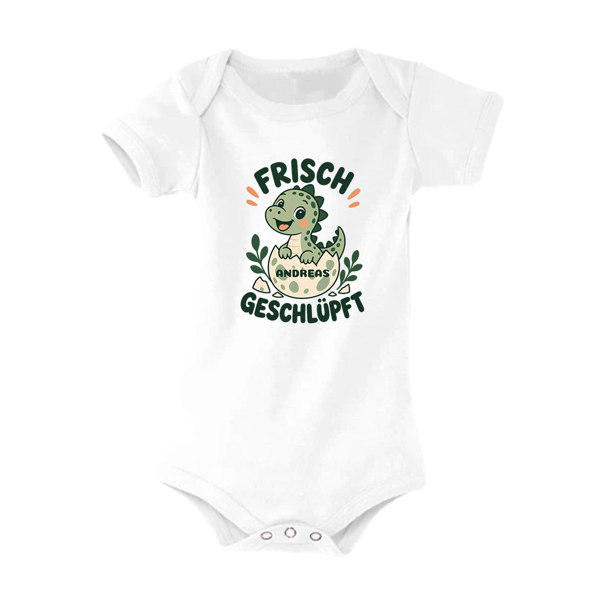 MUCKKI-PRO:0303923a5496b5d37a70805b11706e0a7b8a799cd1ef5e808aebb824d09926da:Personalisierter Babybody „Frisch Geschlüpft“ mit deinem Wunschnamen