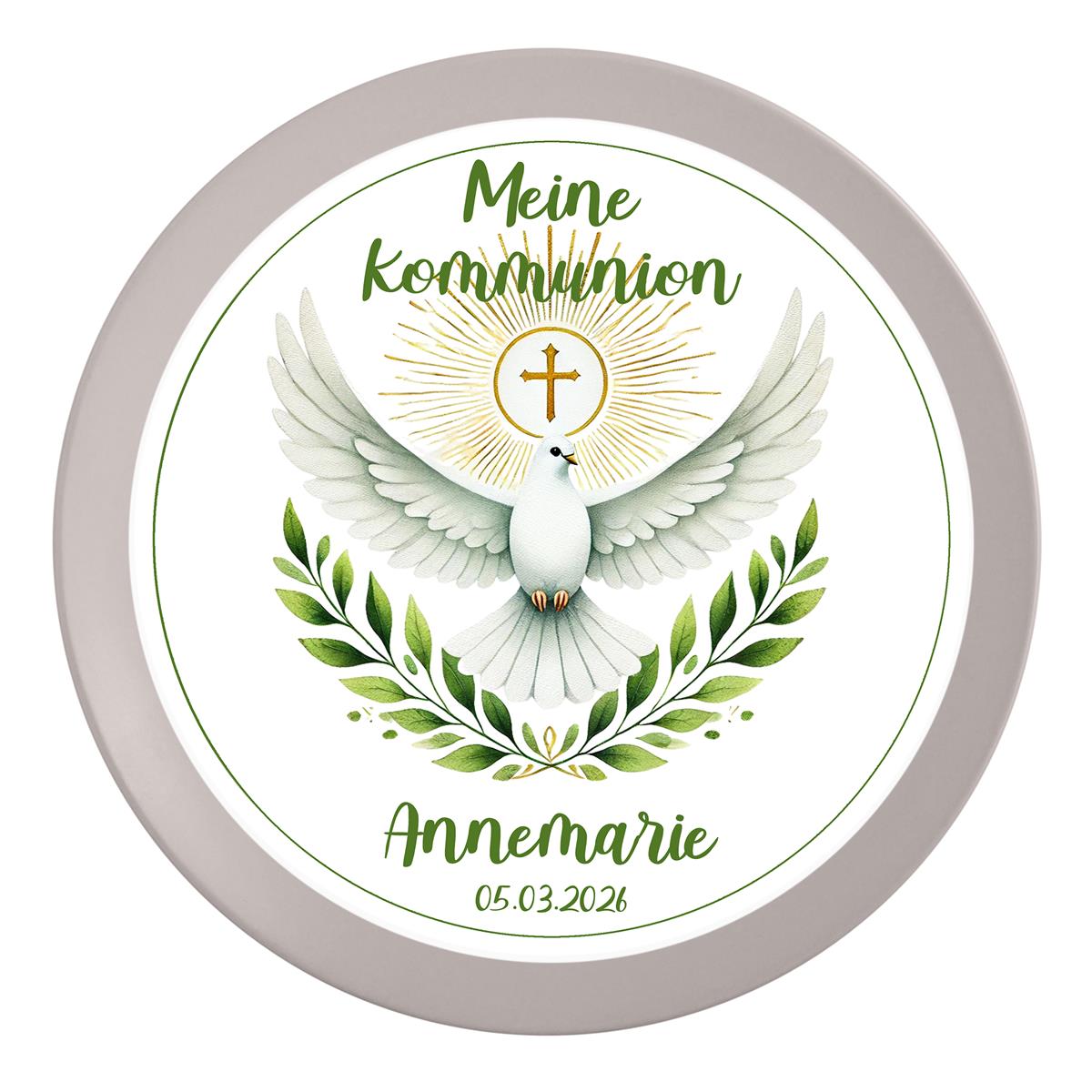 Tortenaufleger Kommunion Heiliger Geist1 Name & Datum (20cm)