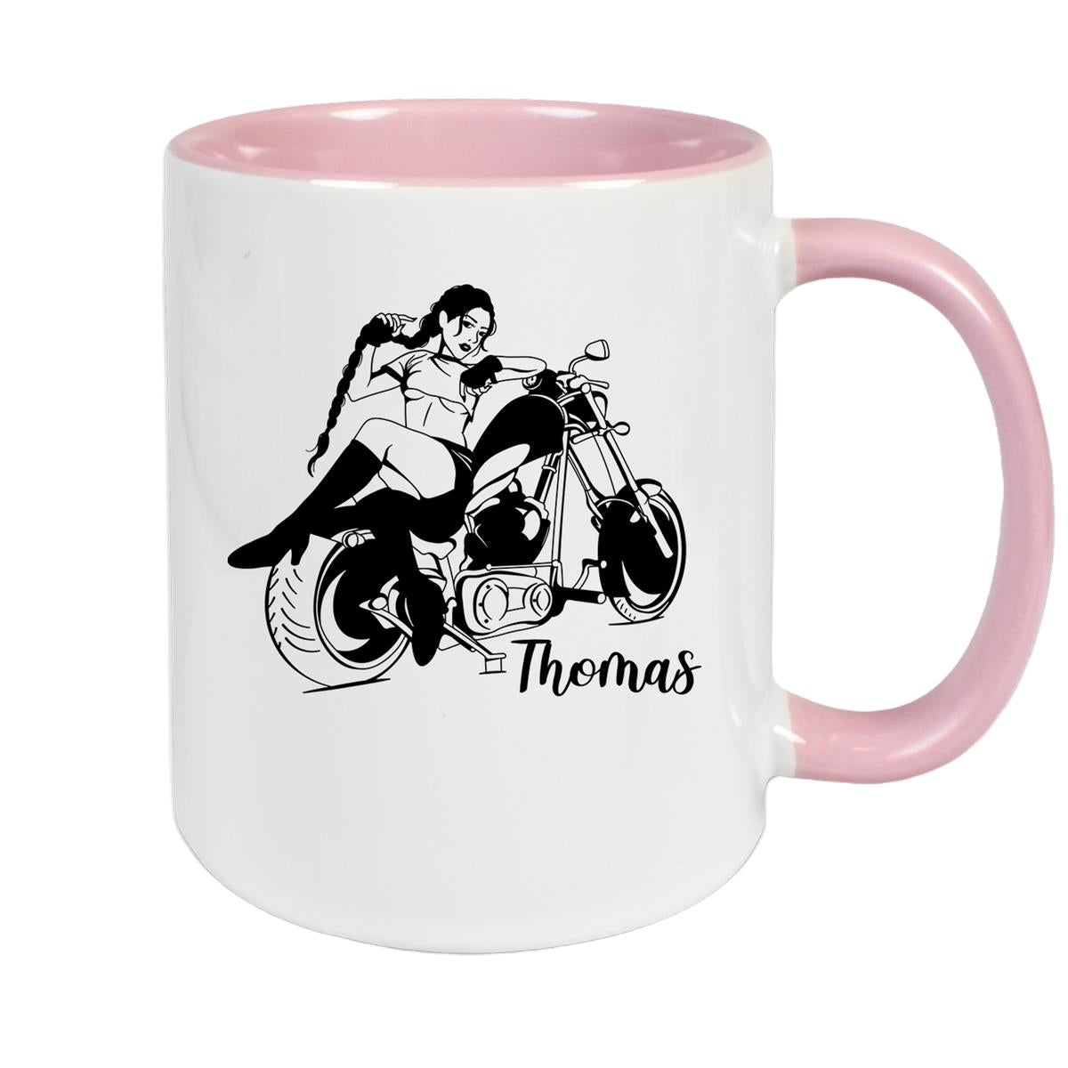 Tasse Bike 01, Biker Girl, Motorrad Keramik personalisiert versch. Farben