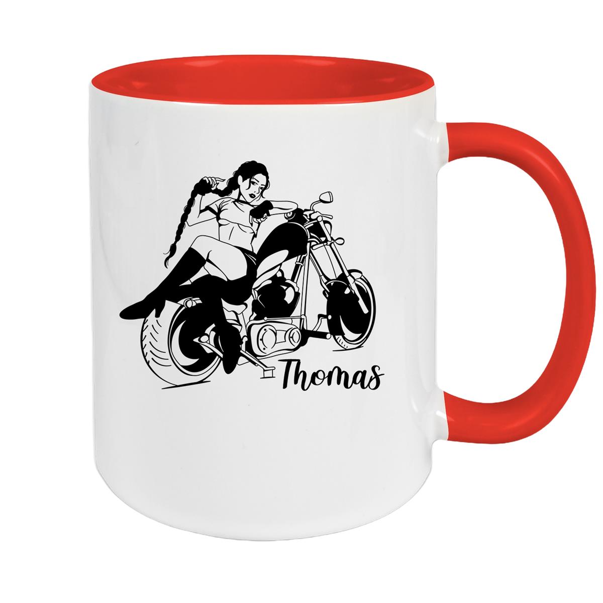 Tasse Bike 01, Biker Girl, Motorrad Keramik personalisiert versch. Farben