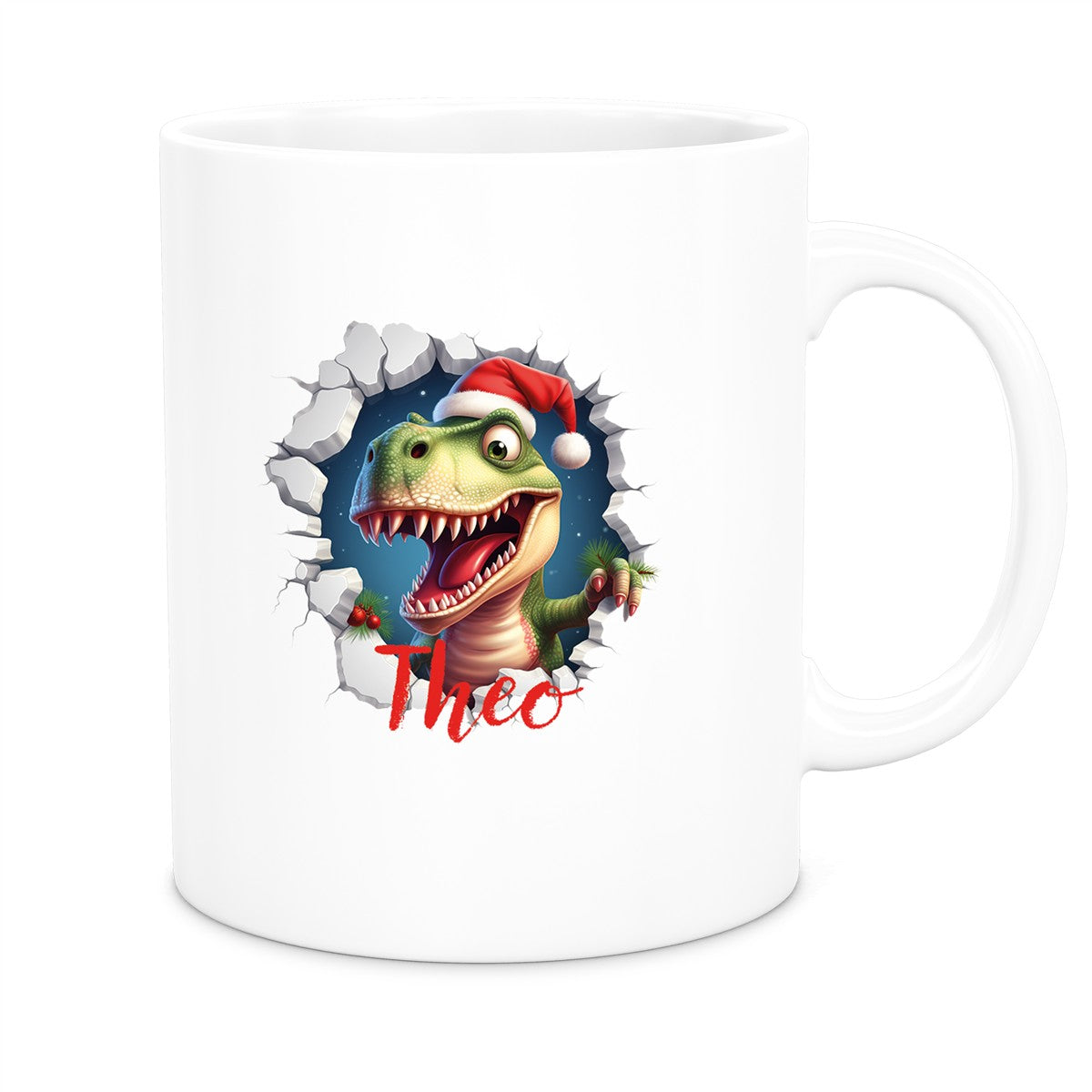 MUCKKI-PRO:5c37fd8d9818b88fbef2aea53f979d8a39f2f3a849d838dba711a41ec872e479:Tasse Wunschname Christmas Dino 1 Keramik Kinderbecher versch. Farben
