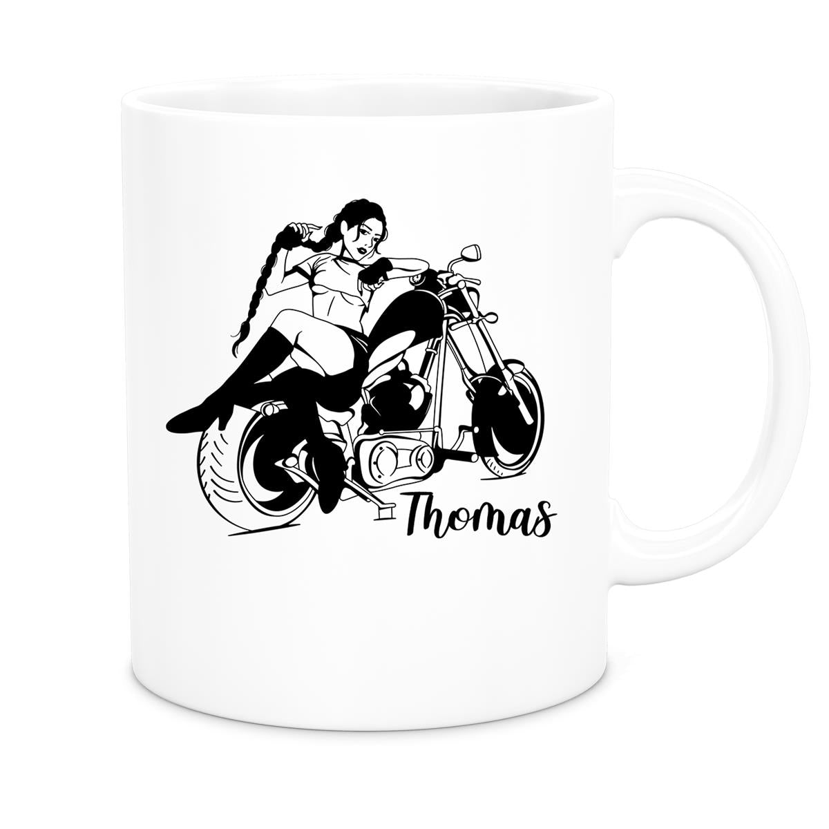 MUCKKI-PRO:82dda2fa37ffd824431a83f810245e1910eb265e63d00b4f67c2d8d259f87a77:Tasse Bike 01, Biker Girl, Motorrad Keramik personalisiert versch. Farben
