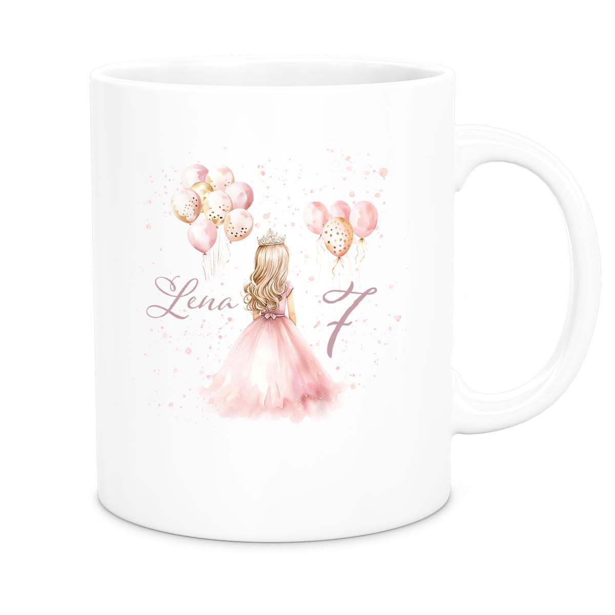MUCKKI-PRO:03a7da1b1170a2dd58f810c8f549f1c89e9d4d7309429b4ca718ab709e19f6df:Tasse Geburtstag Prinzessin 2 Wunschname Keramik Kinderbecher Personalisiert versch. Farben