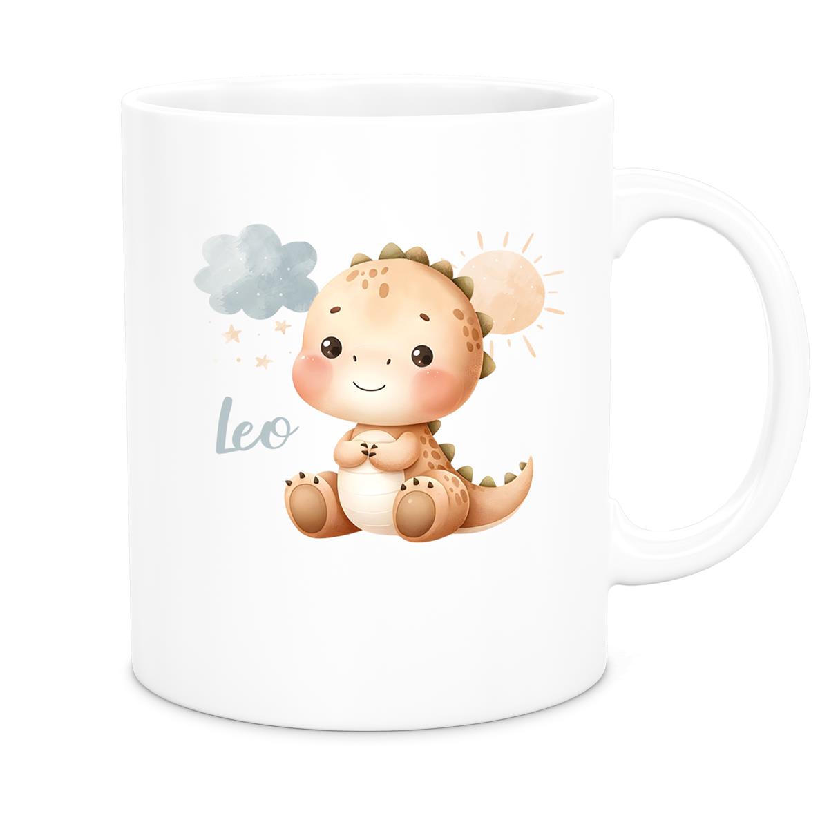 MUCKKI-PRO:b00508f7d225a44b40c511283cb9967aaa7515a0f0fbce42eb3bbc0025ffb62c:Tasse Dino 19 Wunschname Keramik Kinderbecher Personalisiert versch. Farben