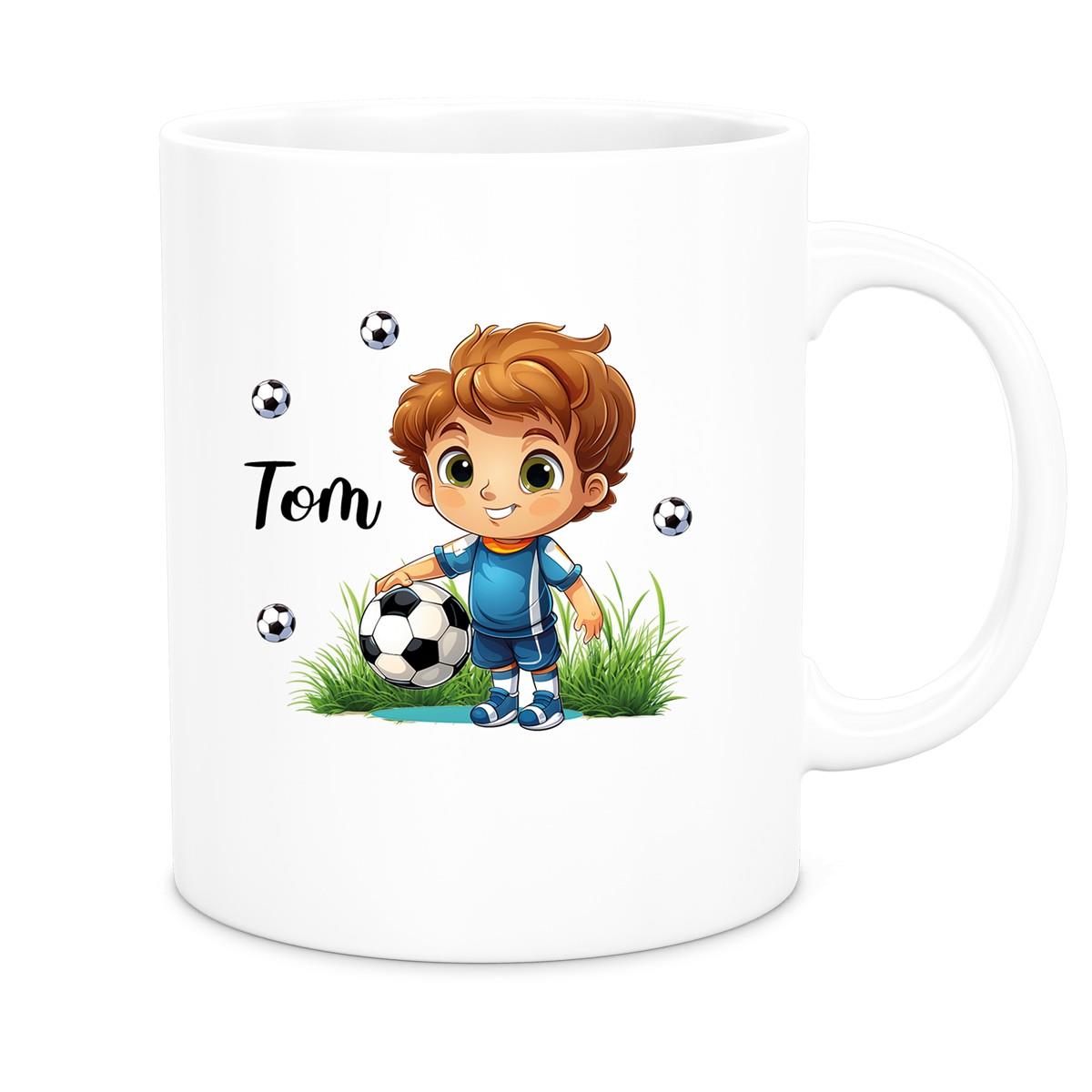 MUCKKI-PRO:13b640fa651b636fa323b6faa0dbae610b1e609e2f33051139dea2de75dd0bf2:Tasse Fußball 7 Wunschname Keramik Kinderbecher personalisiert versch. Farben
