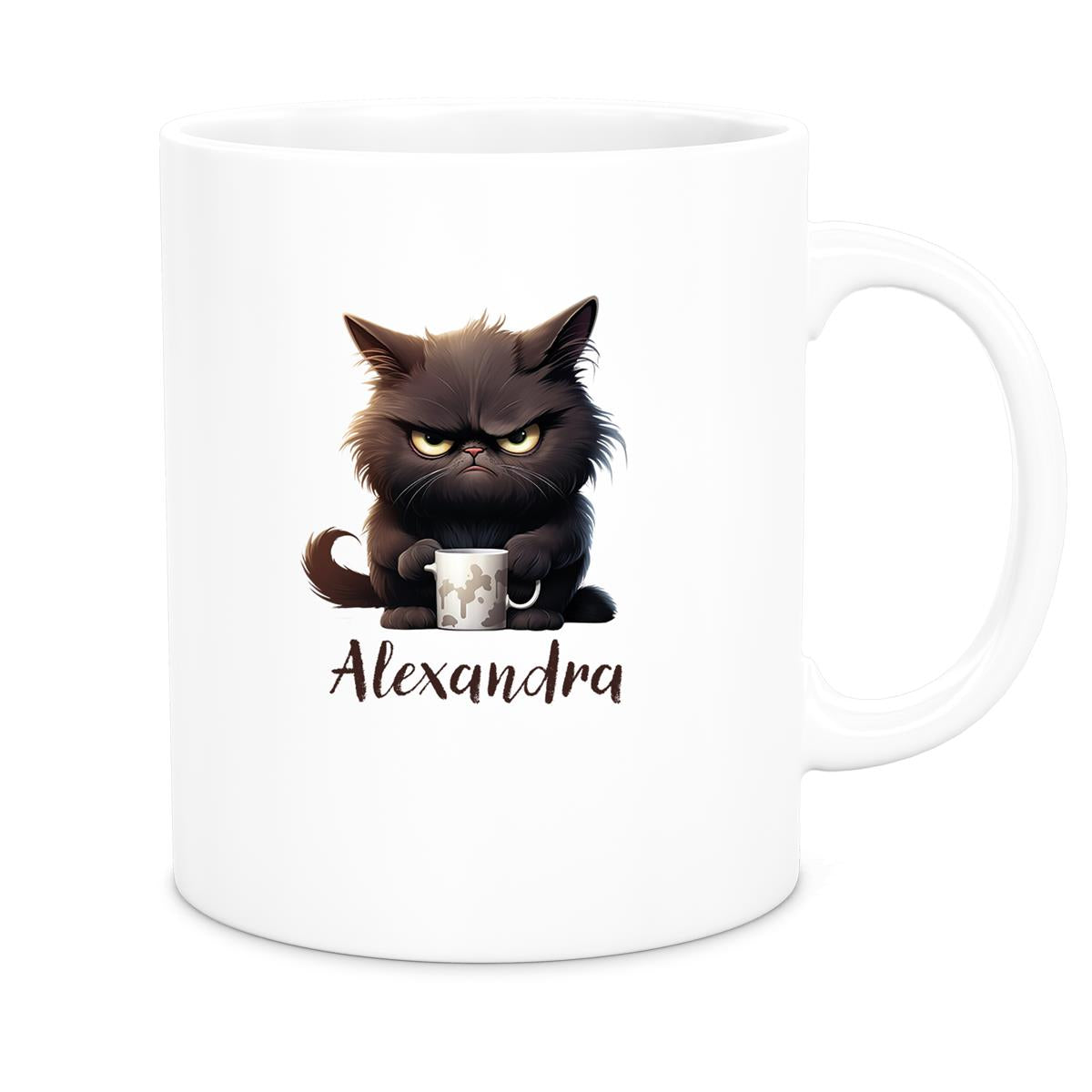 MUCKKI-PRO:0ea87899353b34c983aeb5c718aeb3aab14e137be6dd4879e526bba7a17ba9cc:Tasse Katze Grumpy 1 Wunschname Keramik Kinderbecher personalisiert versch. Farben
