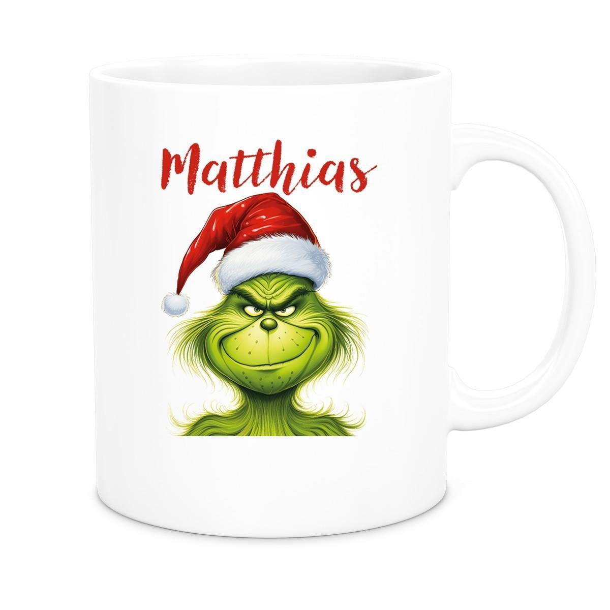 MUCKKI-PRO:38c7812682b8d1e357e8cb3da4b75ff9e018619c95b9b6c9642e24dc187ca4ed:Tasse Wunschname Weihnachten Grinch 3 Keramik Kinderbecher versch. Farben