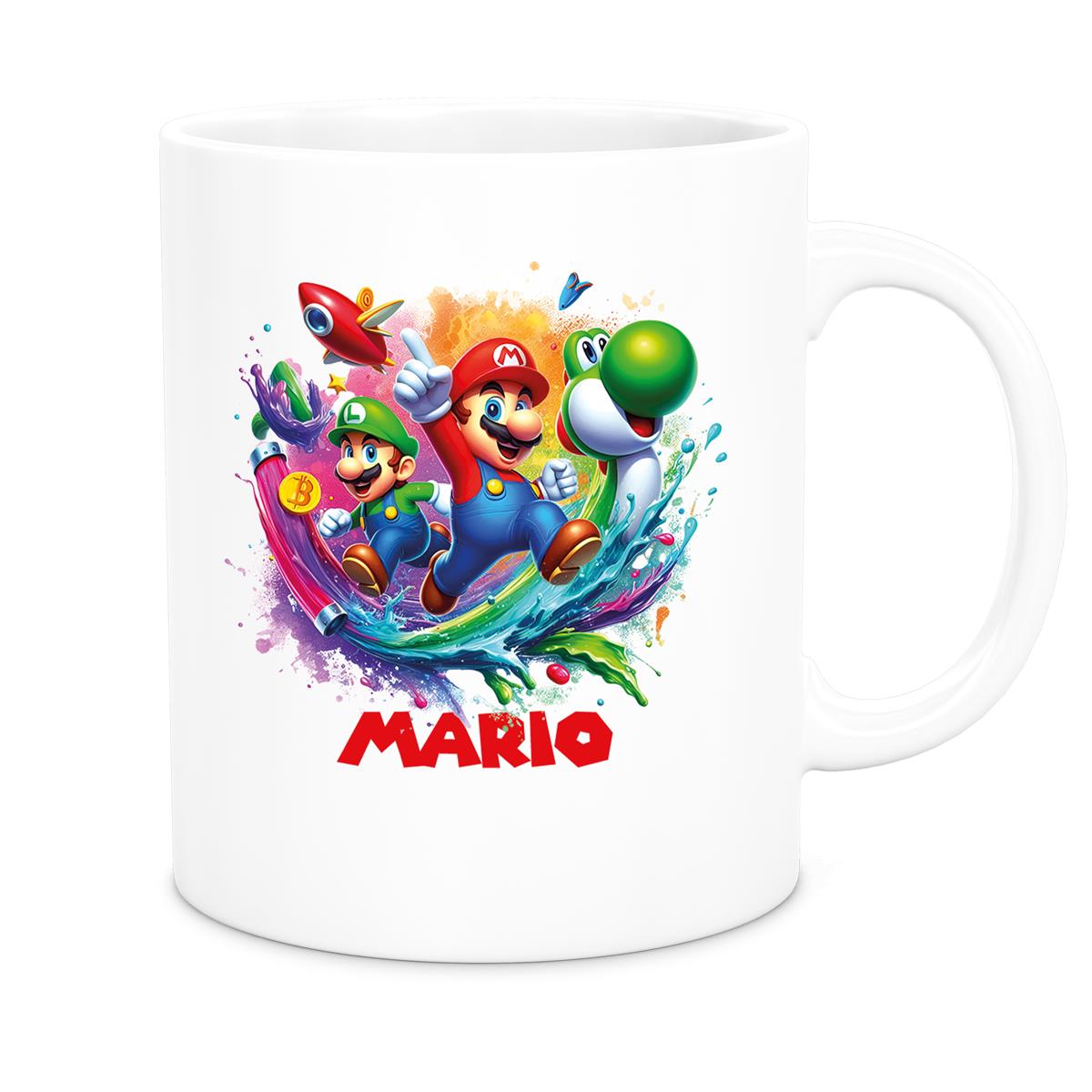MUCKKI-PRO:7ddf4a75ff0d262c520f02265ad46d63038287153f22b4ba77dd120a1b6db233:Tasse Wunschname Super-Mario 2 Keramik Kinderbecher personalisiert versch. Farben