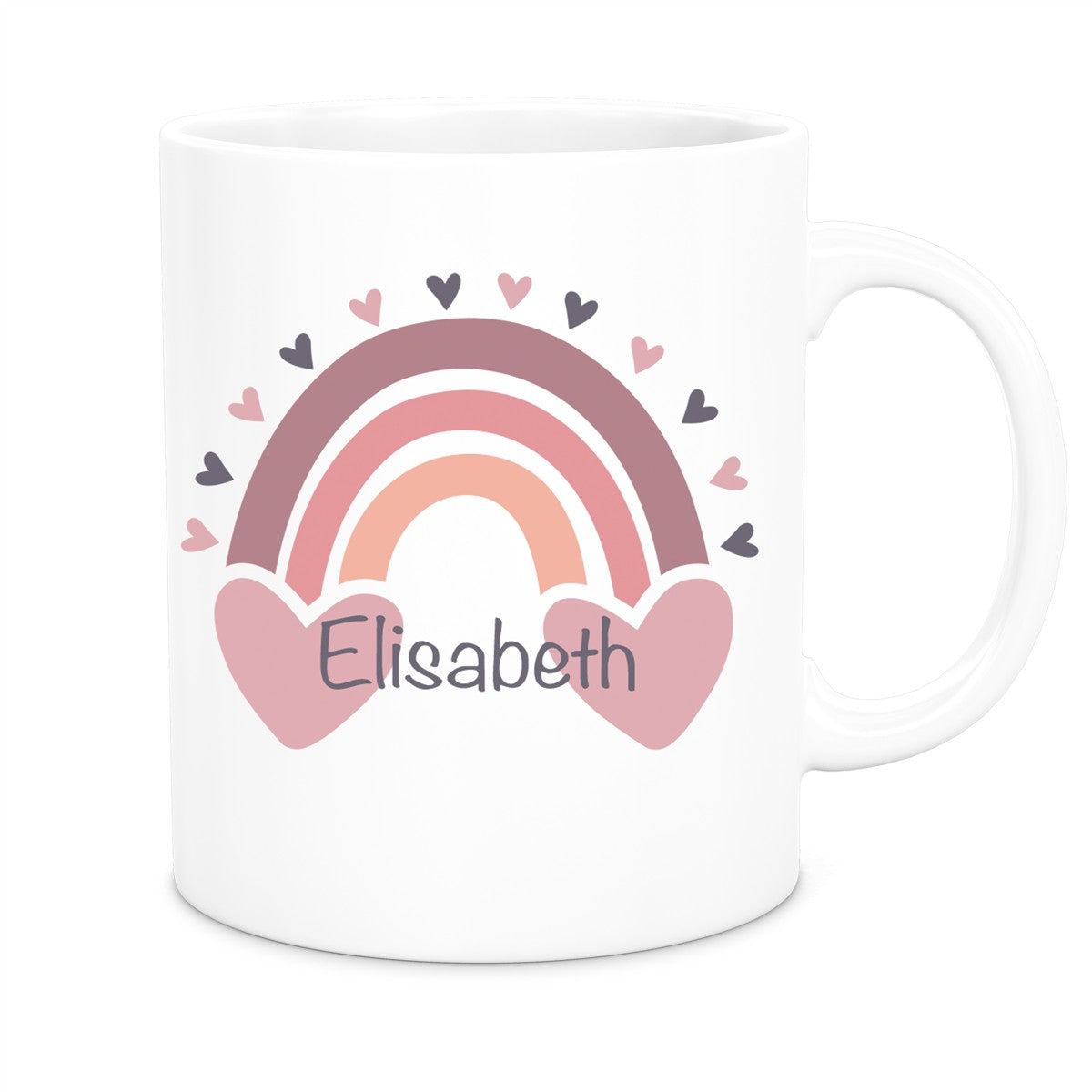 MUCKKI-PRO:4c9cde0ac8a229b312eae128e047c231b735c6a51b5ecca0c753e370c7a447bd:Tasse Wunschname Regenbogen 2 Keramik Kinderbecher versch. Farben