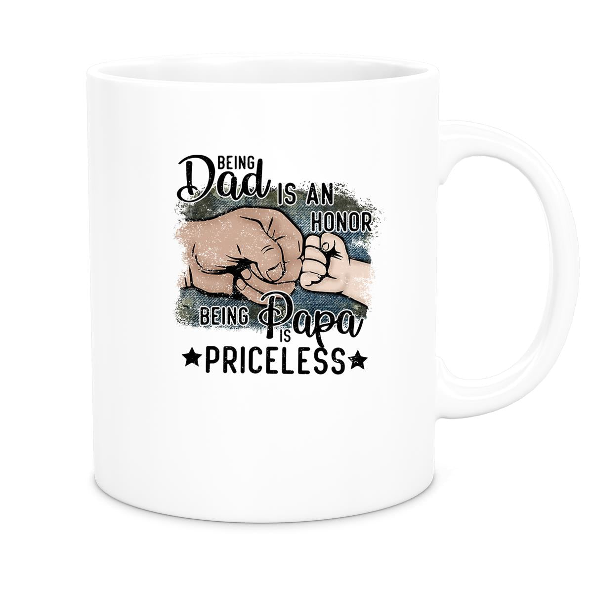 MUCKKI-PRO:3e2b82b7eacefeb8799e10d8a11868d11ef2f6d341e88b61dc56564a776ceec8:Tasse Vatertag 4 "Being Papa is Priceless" Keramik versch. Farben