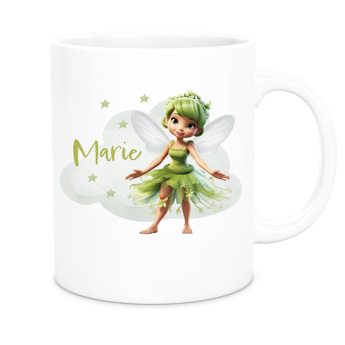 MUCKKI-PRO:17d23874fb609a2d5af319c5944c24a2e5674582cecf8db475c387527c4c4b6f:Tasse Fee 3 Wunschname Keramik Kinderbecher personalisiert versch. Farben