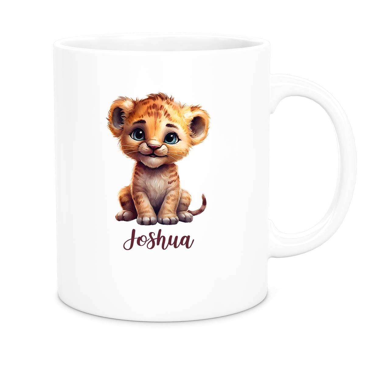 MUCKKI-PRO:3457d84552e2340c7dd89fa416a2a85cfcc35e56ccf0e6151f2112807e5a0eb0:Tasse Wunschname Löwe 2 Keramik Kinderbecher versch. Farben