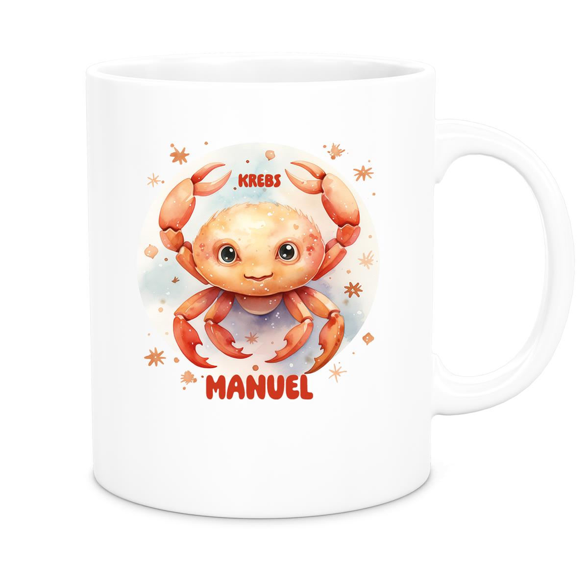 MUCKKI-PRO:71a37d31aa0aac7a9dc0bded1e1ecca836f3ddc189c7f845e667621ea6317038:Tasse Sternzeichen Kinder Krebs 1 Wunschname Keramik Kinderbecher personalisiert versch. Farben