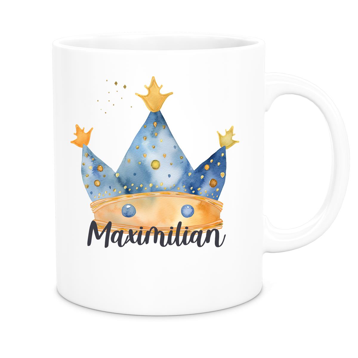MUCKKI-PRO:b9c2ebebaa9ea75963895c5b744c5b3691031fcce02dad48a9b4bf55f6e9de46:Tasse Prinz Krone 1 Wunschname Keramik Kinderbecher personalisiert versch. Farben