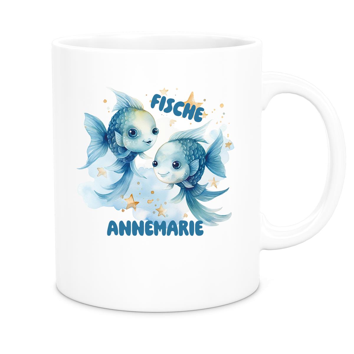 MUCKKI-PRO:17d73e17b12eb2df4cd74e2924ce9e1385a3d4e69f8961c2c9d10c22185be013:Tasse Sternzeichen Kinder Fische 1 Wunschname Keramik Kinderbecher personalisiert versch. Farben