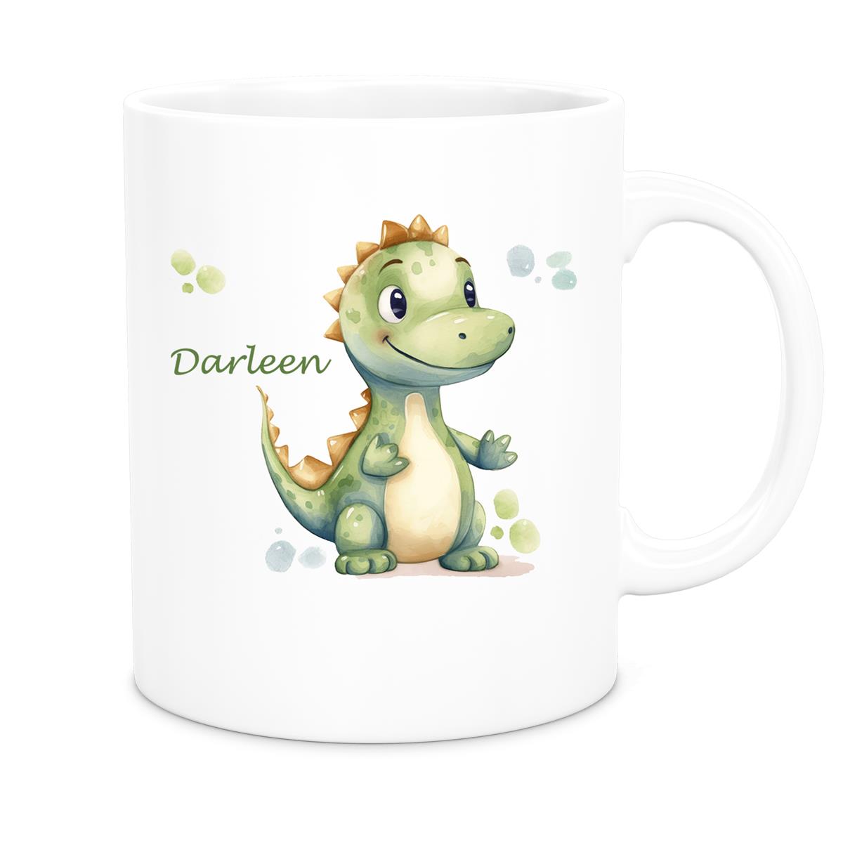 MUCKKI-PRO:b50bfd5607c76a991a25d8c433d434b6ebcc5f77506d127bf7bccfeece7a388b:Tasse Wunschname Dino 1 Keramik Kinderbecher versch. Farben