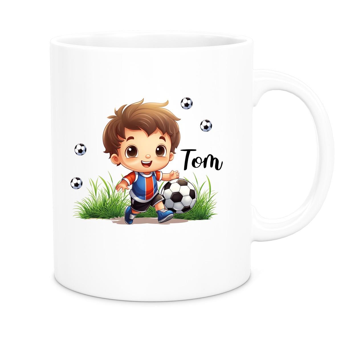 MUCKKI-PRO:88ab1e2e09fcc8536bf1c7a79a872d5d6fa8bcccf4c14143d75ff40fc9ce056d:Tasse Fußball 8 Wunschname Keramik Kinderbecher personalisiert versch. Farben