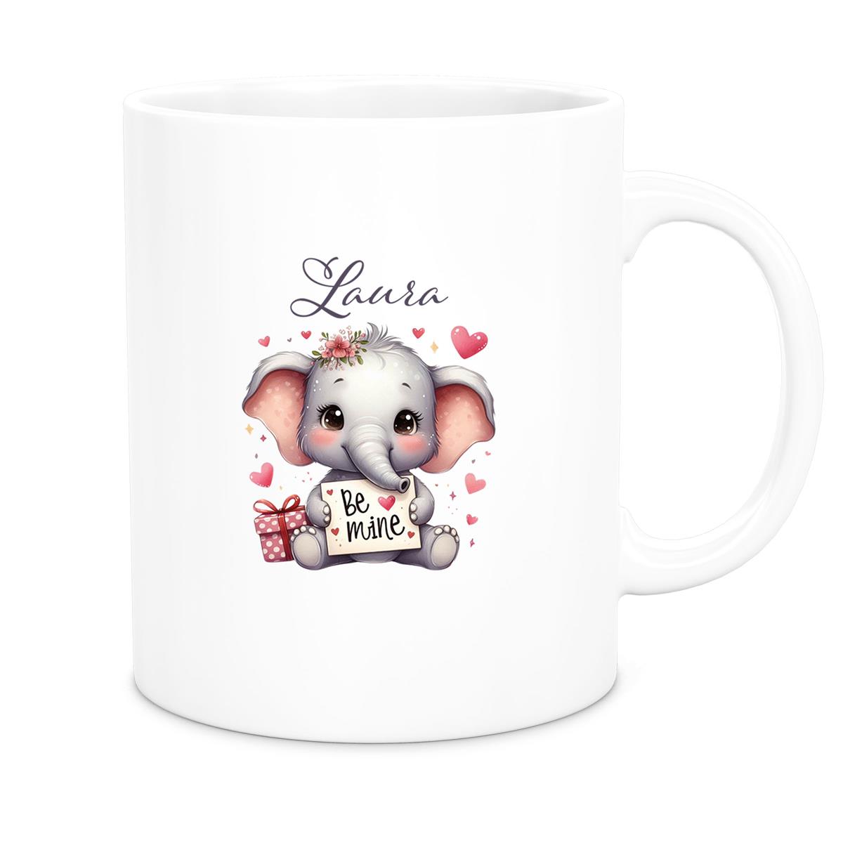 MUCKKI-PRO:edbf8deffc83181a63f8ad890febdeab6bdd20f4a3e8ec417255e581174bc712:Tasse Liebe - Elefant Valentinstag Wunschnamen Keramik personalisiert versch. Farben