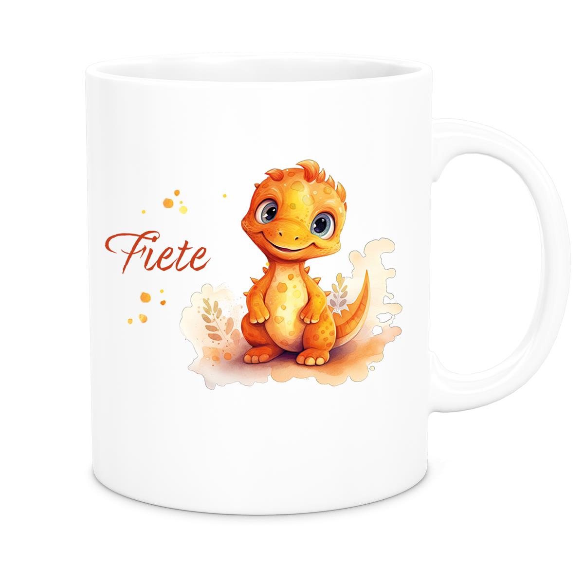 MUCKKI-PRO:b8e0634427716c9282a45e49868f39eb02c754272c30cdbb90fa20e895e25124:Tasse Dino 10 Wunschname Keramik Kinderbecher Personalisiert versch. Farben