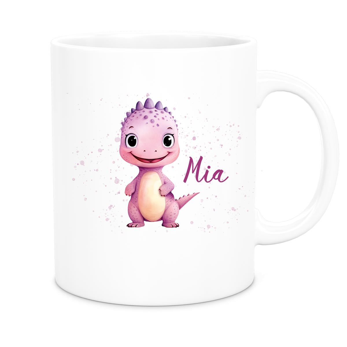 MUCKKI-PRO:fbb4b283c8621b0b44079ccd57f6afddb16be5053a0a901a0561fdc0a6fd15c2:Tasse Wunschname Dino 20 Keramik Kinderbecher versch. Farben