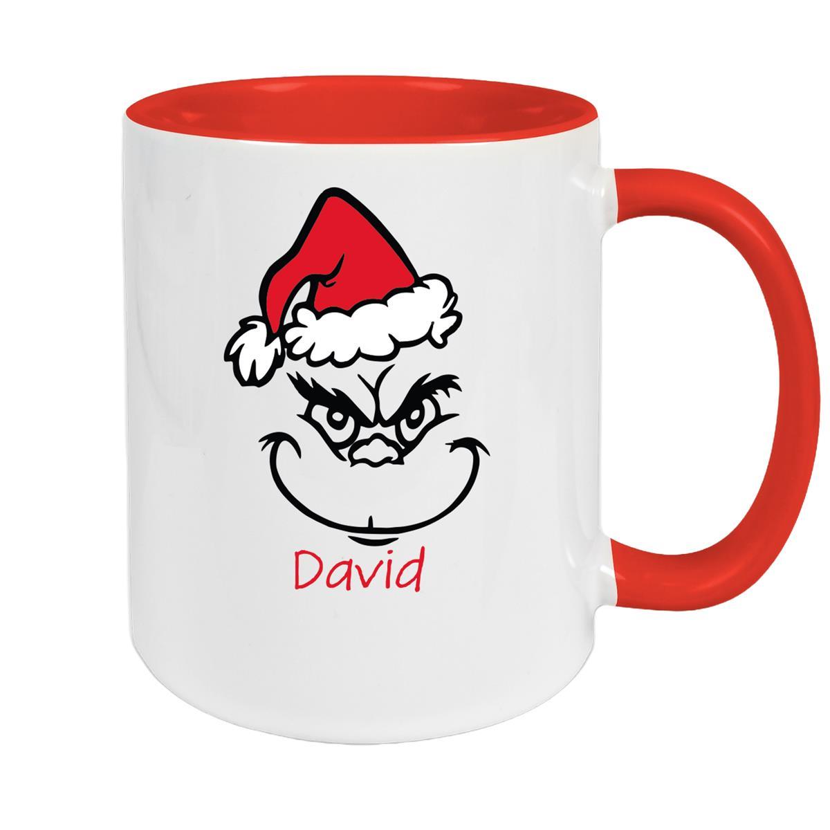 MUCKKI-PRO:b64069e8ea3e0f6f6e584babe4c45b56e1ccb373aa68d9f6bd33596b8652a538:Tasse Wunschname Weihnachten Grinch 11 Keramik Kinderbecher – Rot