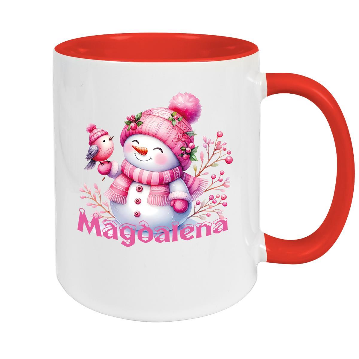 MUCKKI-PRO:267be598c43ffff0b1f6f5e82187e2ca738993ed34bb7ba4295de2d718bf6eac:Tasse Wunschname Weihnachten Schneemann 1 Keramik Kinderbecher – Rot