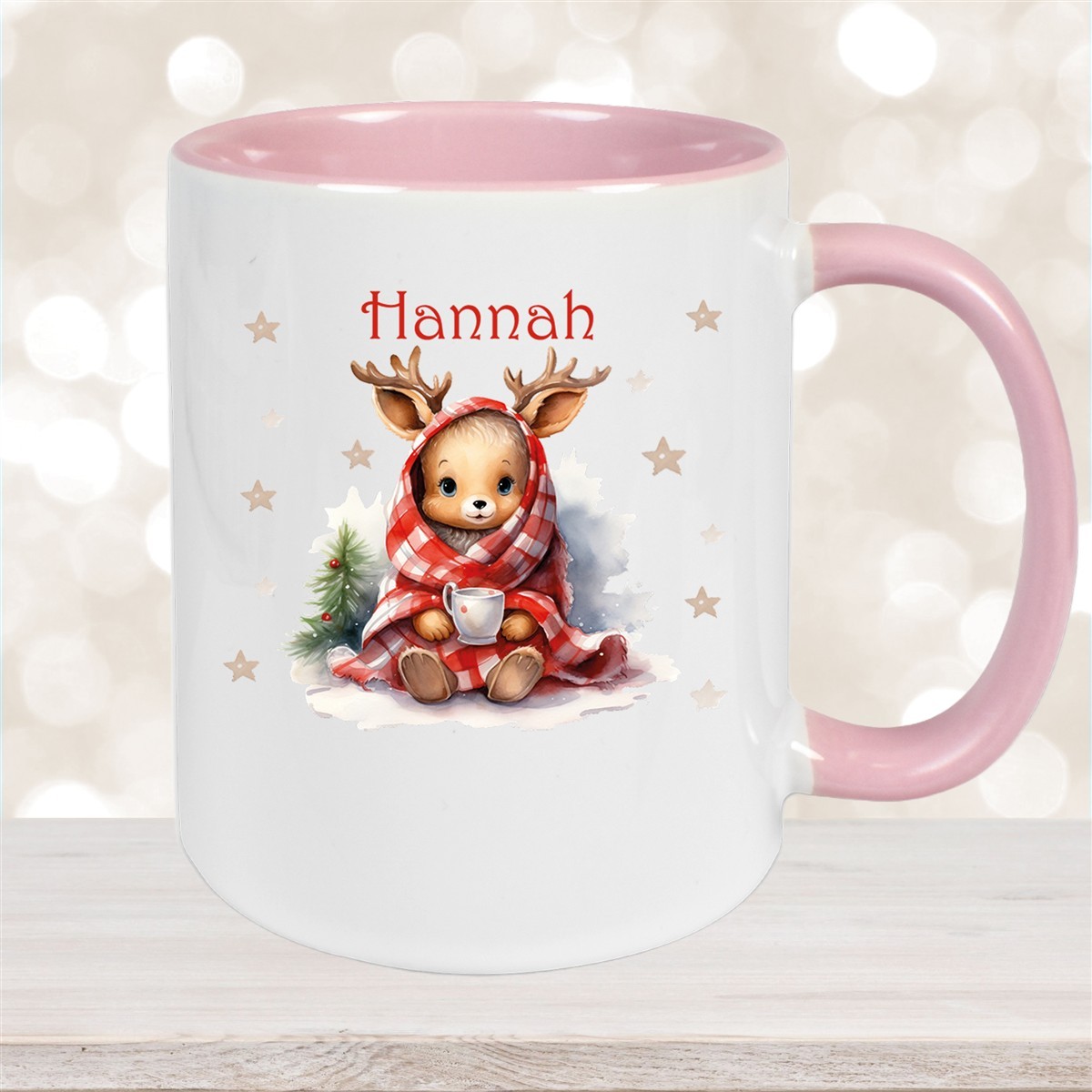 Tasse Wunschname Weihnachten Rehlein #1 Keramik Kinderbecher versch. Farben