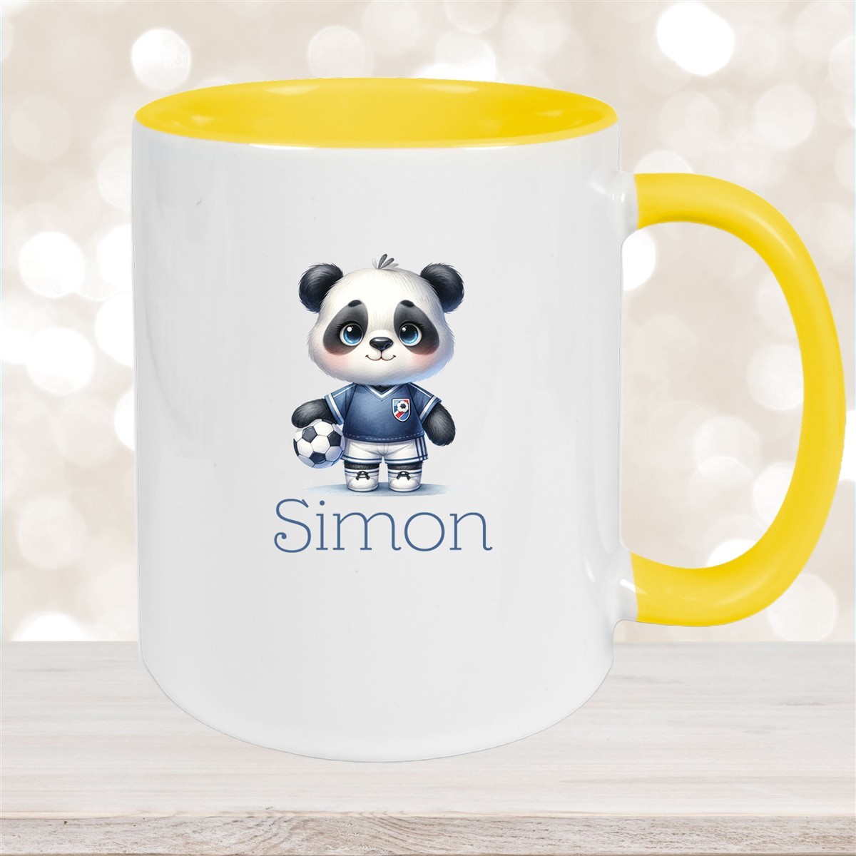 Tasse Wunschname Fußball #17 Personalisiert Panda Keramik Kinderbecher versch. Farben