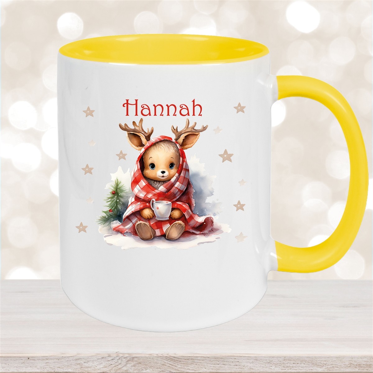 Tasse Wunschname Weihnachten Rehlein #1 Keramik Kinderbecher versch. Farben