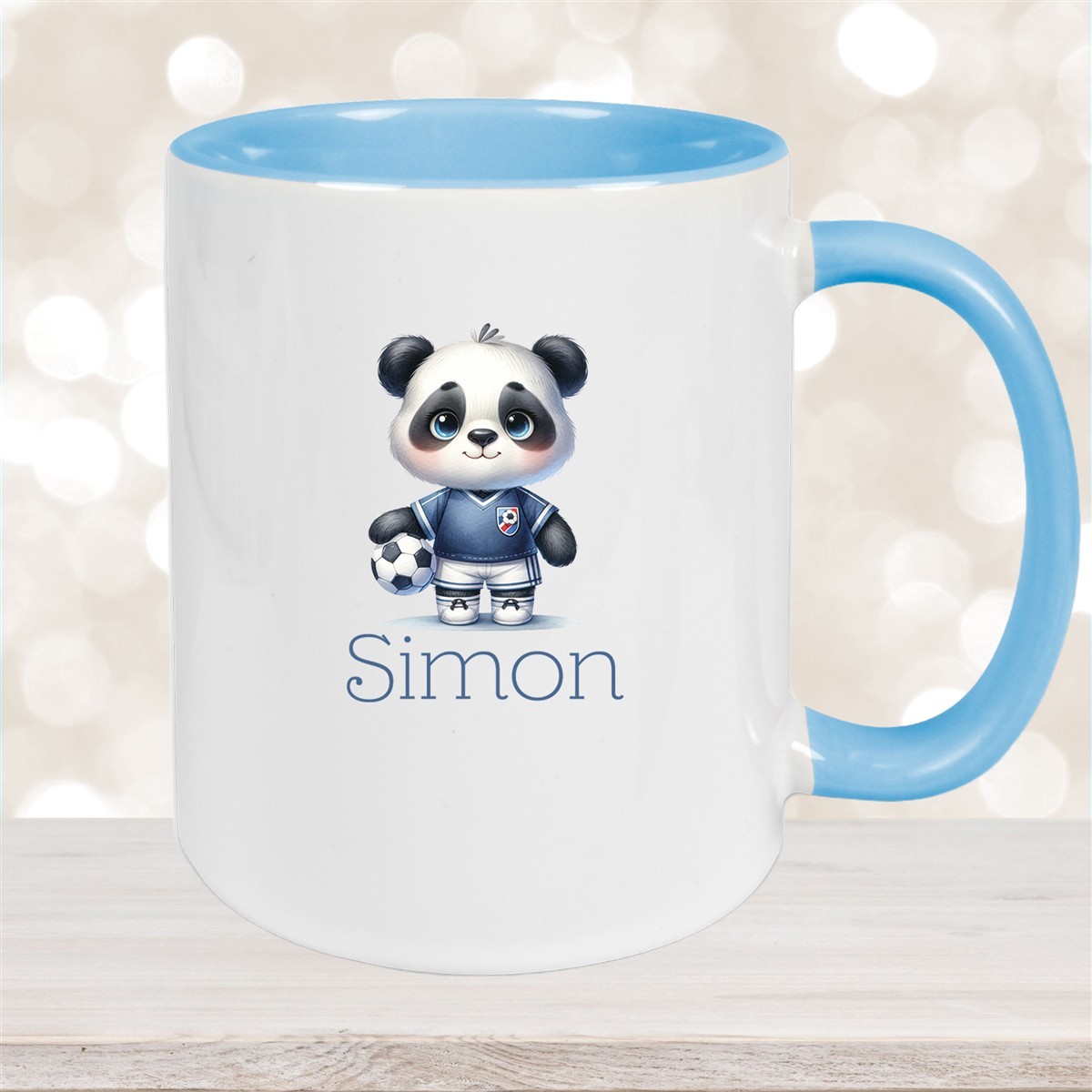 Tasse Wunschname Fußball #17 Personalisiert Panda Keramik Kinderbecher versch. Farben