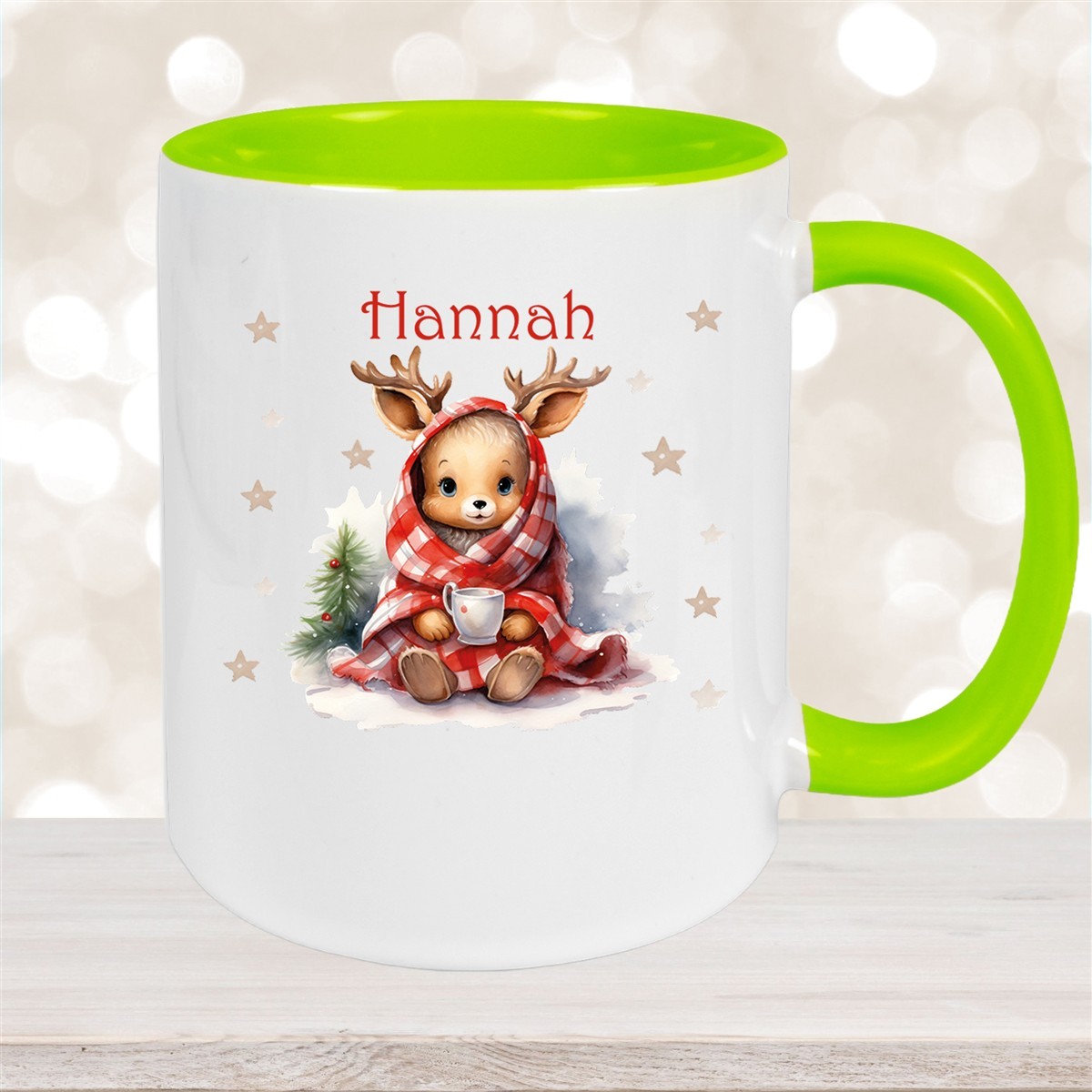 Tasse Wunschname Weihnachten Rehlein #1 Keramik Kinderbecher versch. Farben