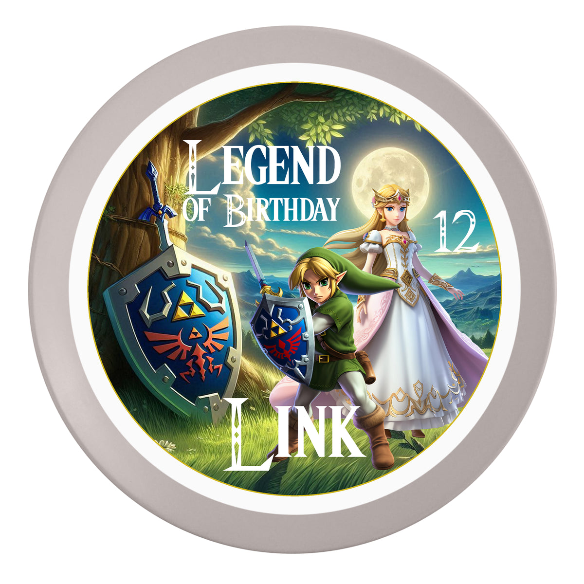 Tortenaufleger Geburtstag Link 3 Name & Zahl (20cm) Fondant Papier