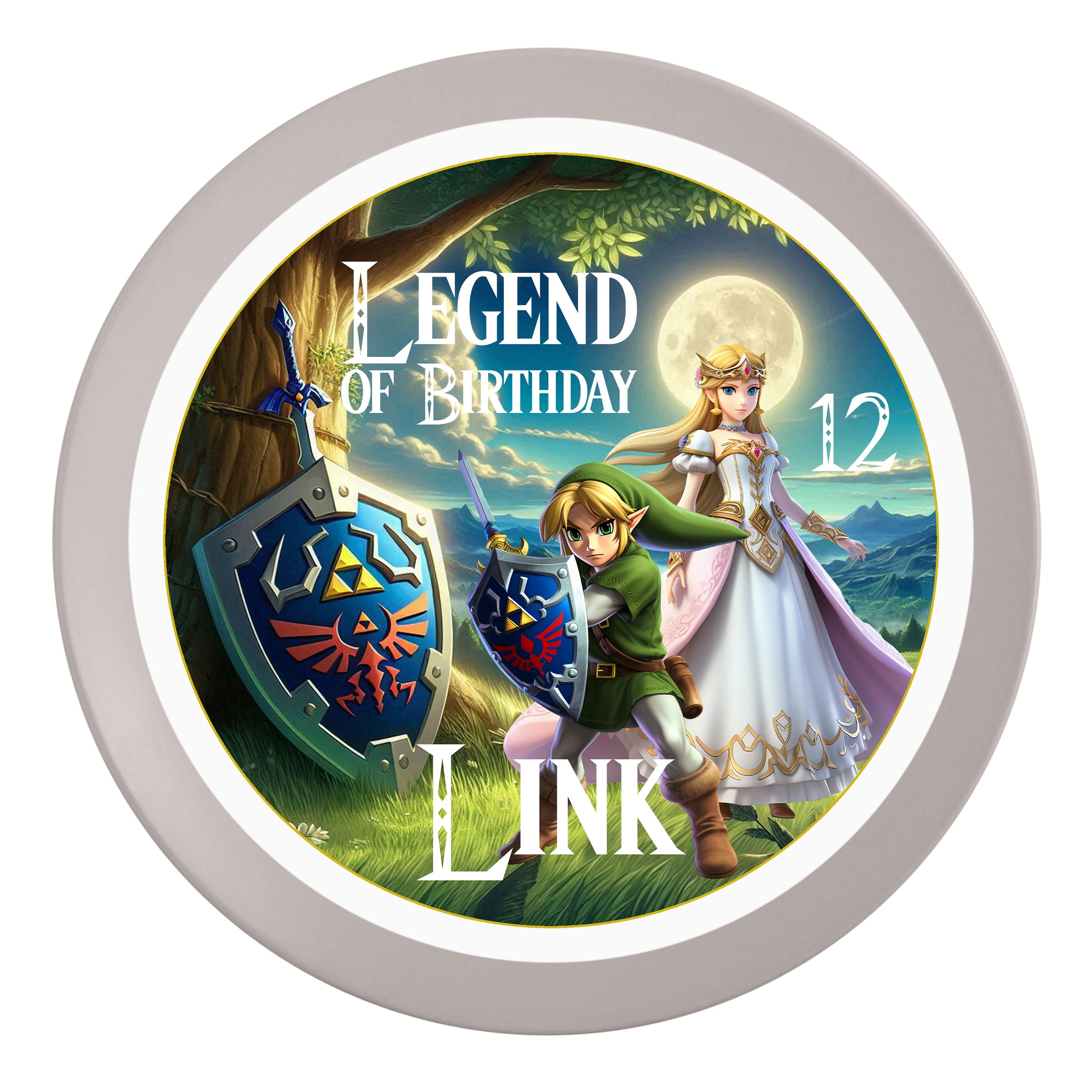 Tortenaufleger Geburtstag Link 3 Name & Zahl (20cm) Fondant Papier