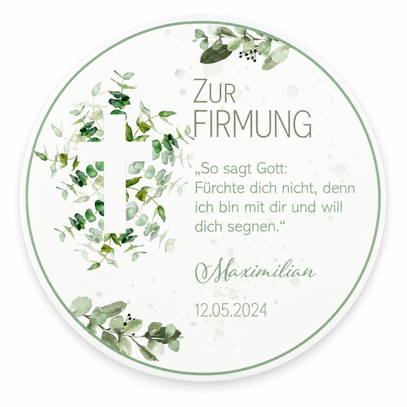 Tortenaufleger Firmung Kreuz 1 Name & Datum (20cm)