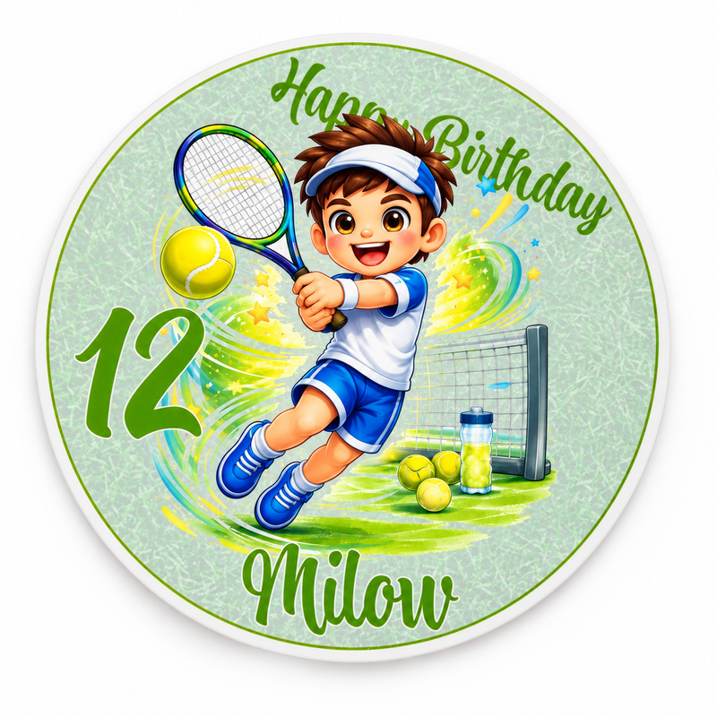 Tortenaufleger Geburtstag Tennis 1 Name & Zahl (20cm) Fondant Papier